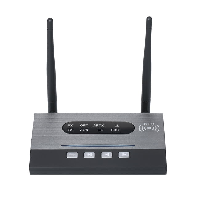 Émetteur-récepteur Audio Bluetooth 5.0 avec Puce CSR8675, Son Hi-Fi via APTX HD/LL/APTX, Auto-Connexion NFC, Mode TX pour 2 Appareils, Fonctionnalité RX & Bypass, Portée de 80m, Batterie de 1000mAh (20hrs RX/15hrs TX)