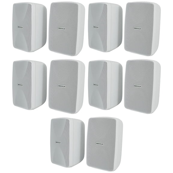 10 Rockville WET-40W 4" 70V Commercial Indoor/Outdoor Wall Speakers White Swivel