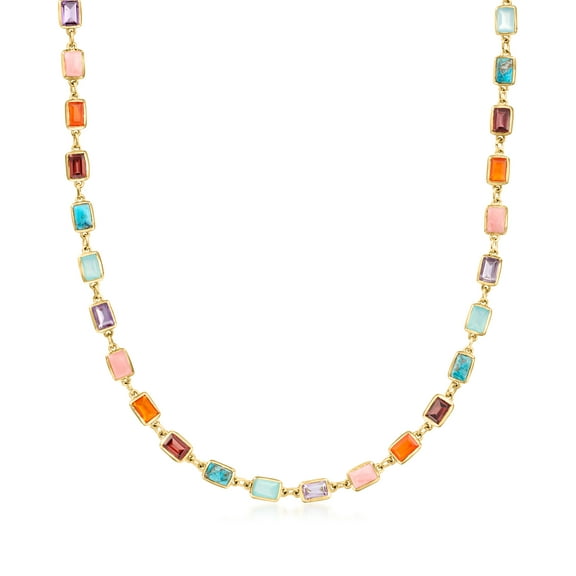 Ross-Simons Multi-Gemstone Necklace in 18kt Gold Over Sterling, Women's, Adult