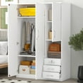 thumbnail image 1 of Noble House 2-Doors Wooden Wardrobe with Shelves and 3 Drawers,Large Space Storage for Bedroom, White, 1 of 9