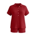 thumbnail image 5 of TAGOLD Womens Summer Jumpsuit Half Button Short Sleeve Top Pocket Shorts Soft Loungewear, 5 of 5
