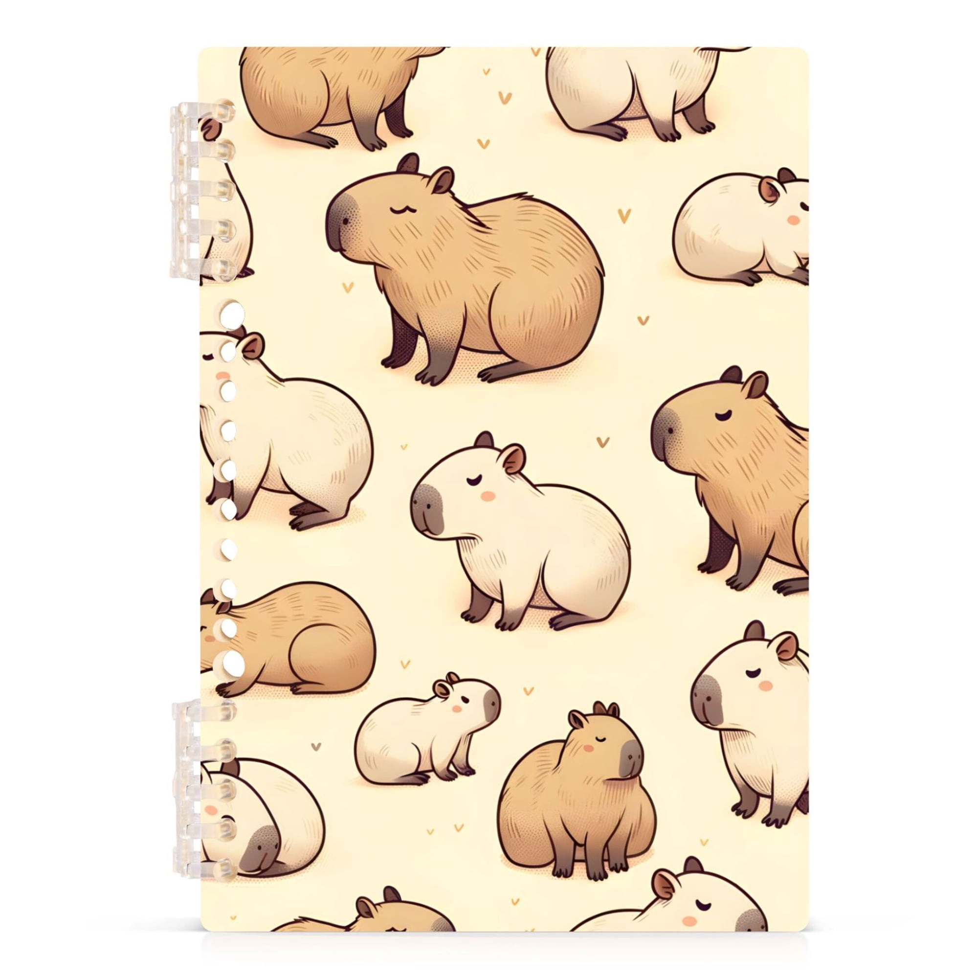 Cute Capybaras Spiral Notebooks 60 Sheets 120 Pages A5 Journal Notepad 8.3x5.7 Inch Thick Adjustable College Ruled Paper