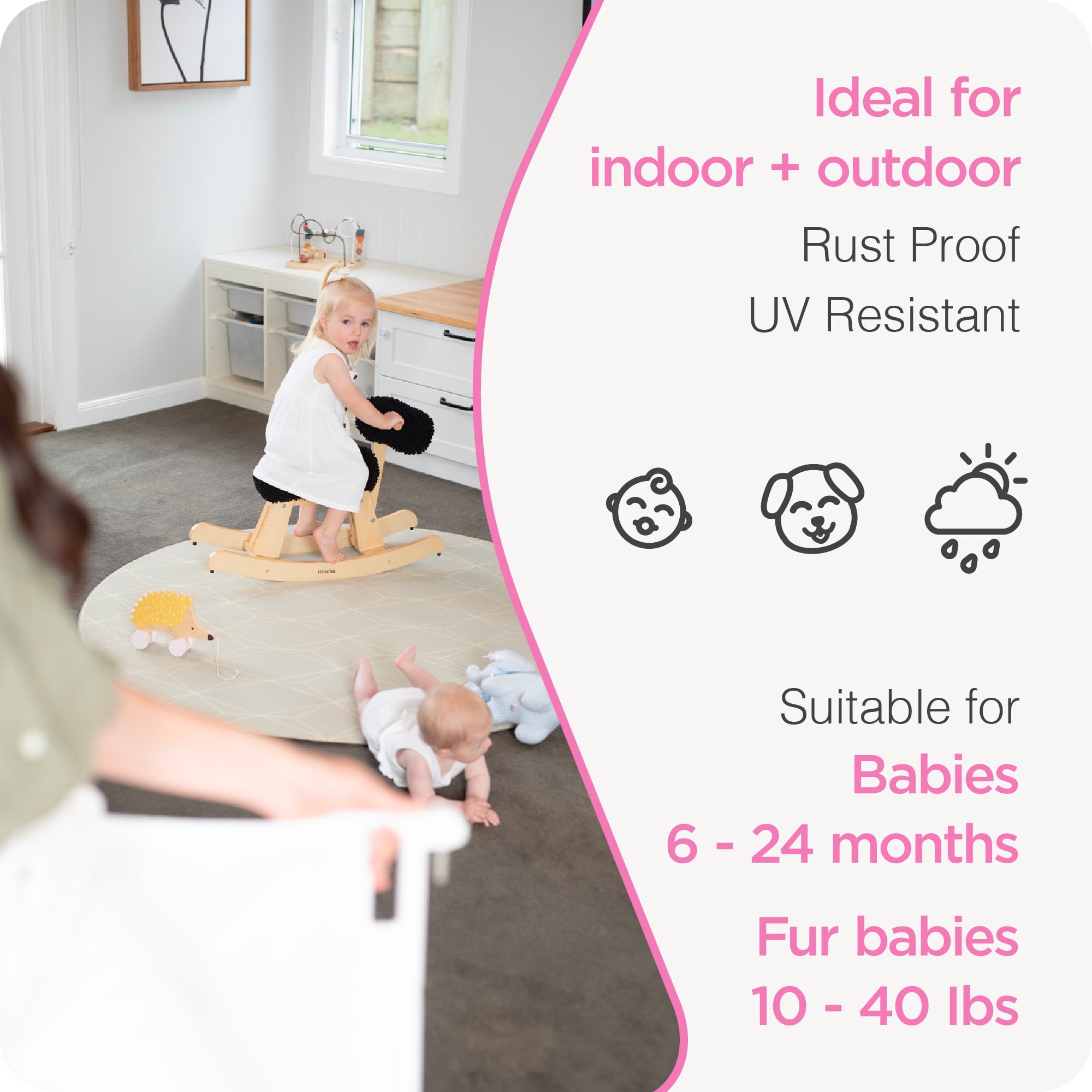 Perma Child Safety 79 in. Wide x 38 in. Tall White Ultimate Retractable Baby Gate