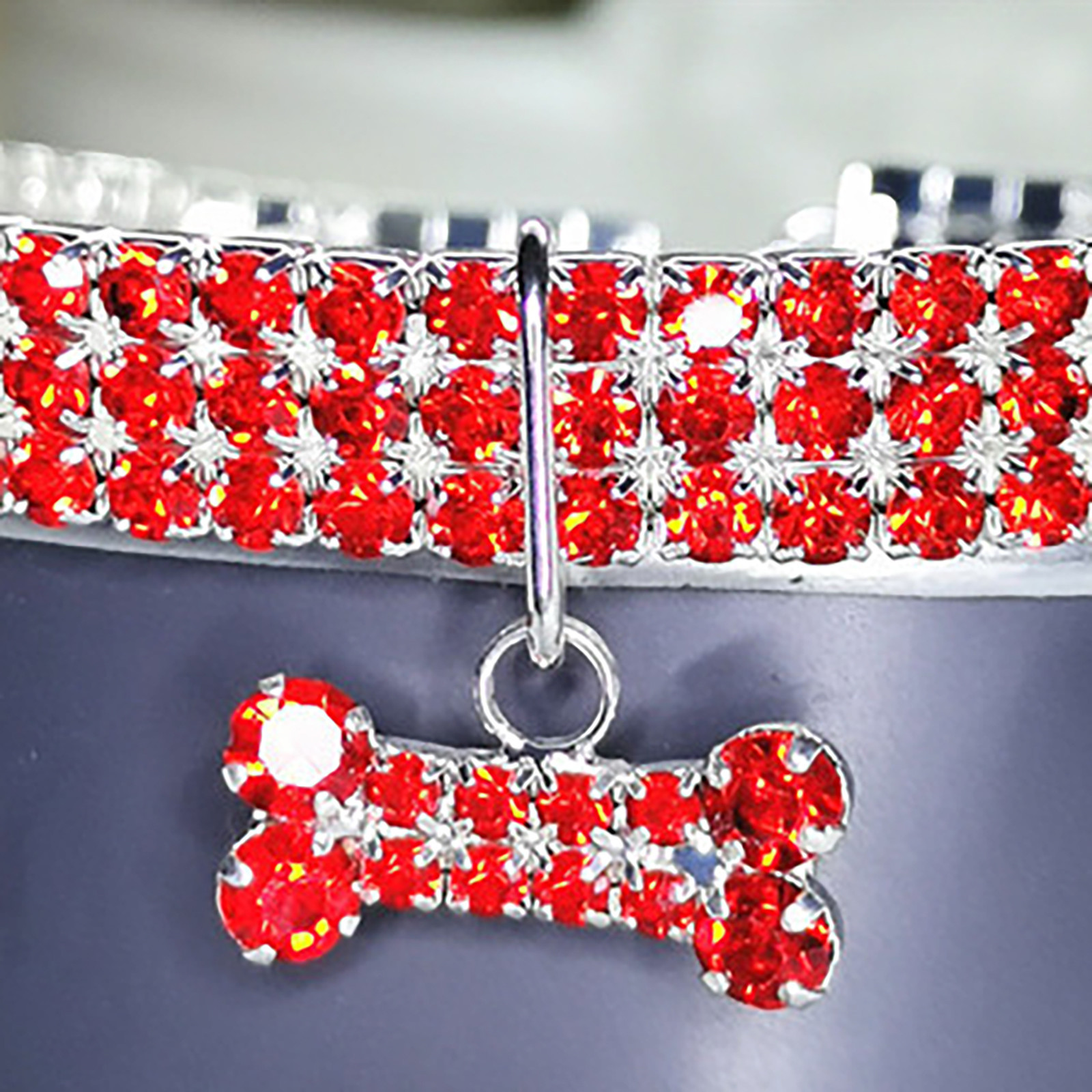 J Necklace for Boys Cute Mini Pet Dog Bling Rhinestone Chocker Collars Fancy Dog Necklace Ashes Necklace - image 5 of 7