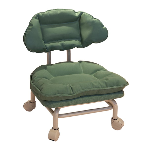 Clouds Taburete bajo con ruedas para silla, taburete giratorio de 360°, moderno asiento con ruedas, pequeño taburete con ruedas para cambiar zapatos, Verde oscuro