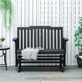 thumbnail image 6 of Demi Bonn 2-Person Patio Swing Glider Bench with Wide Armrest, Wood Outdoor Glider Chairs Rocking Chair Loveseat for Backyard Garden Porch, Black, 6 of 11