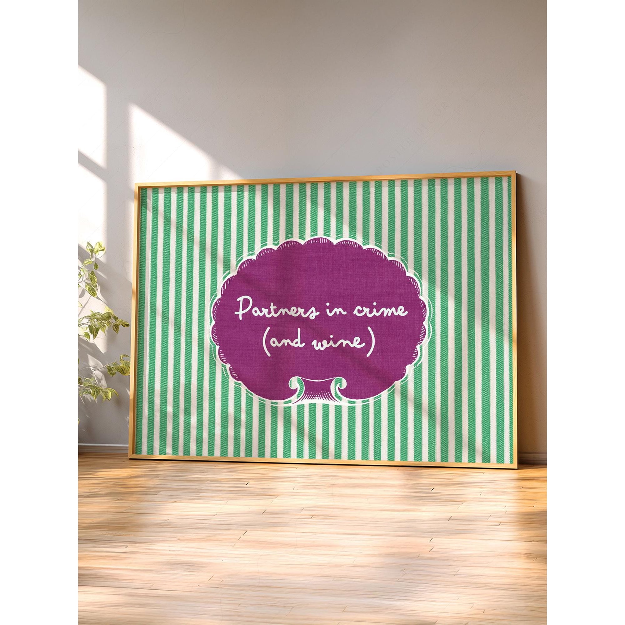 Funny Couple or Friends Quote Wall Art Wine Lover Gift Kitchen Bar Decor Cute Print Green Stripe Art 4