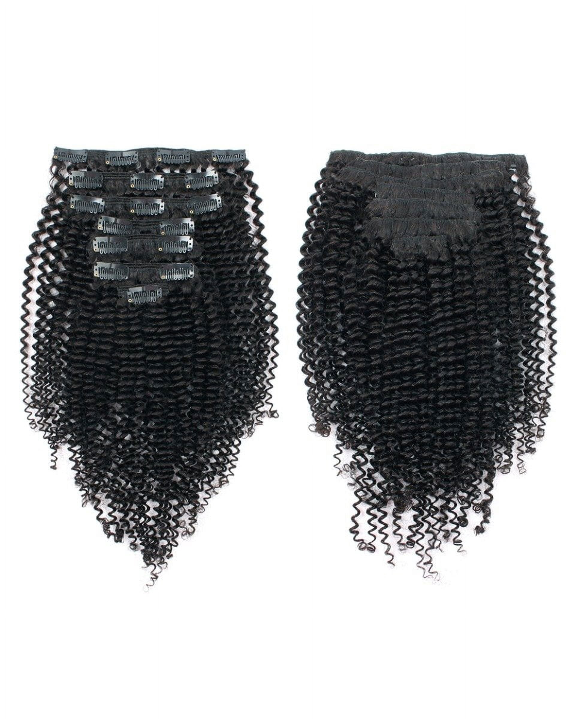Curly Clip in Hair Extensions 100% Remy Human Hair Thick Hair Kinky Curly Clip ins 120g 1B# Natural Black 16 Inches