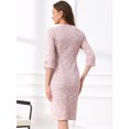 thumbnail image 3 of DARING DIVA Tweed Fall Elegant Boat Neck 3/4 Sleeve Dress XL Pink, 3 of 6