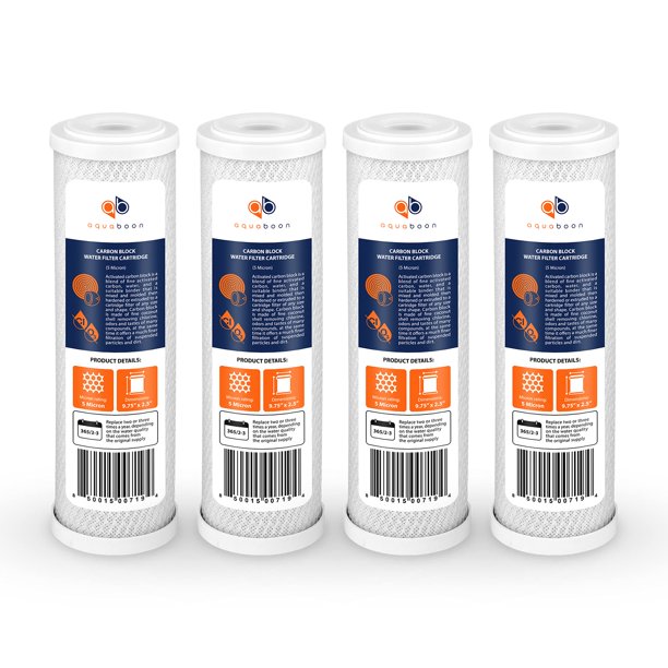 Aquaboon Cartucho Universal De 5 Micrones, 10 X 2,5 Pulgadas, Cartucho De Filtro De Agua De Cáscara De Coco, Bloque De Carbón Activado Cto, Compatible Con Dwc30001 Wfpfc8002 Fxwtc Whef-Whwc Whkf-Whwc,
