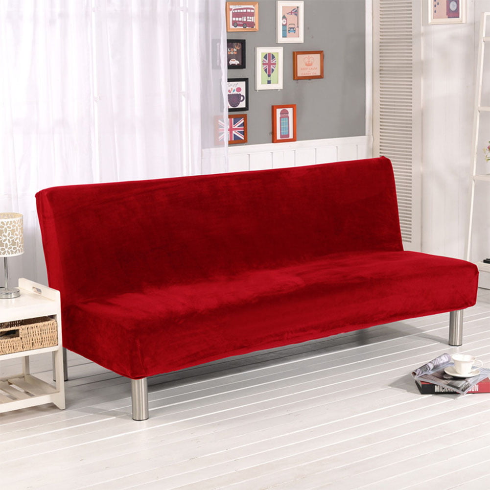 Details about   Universal Lazy Solid Color Folding Slipcover Sofa Bed Cover Armless Couch Cover 