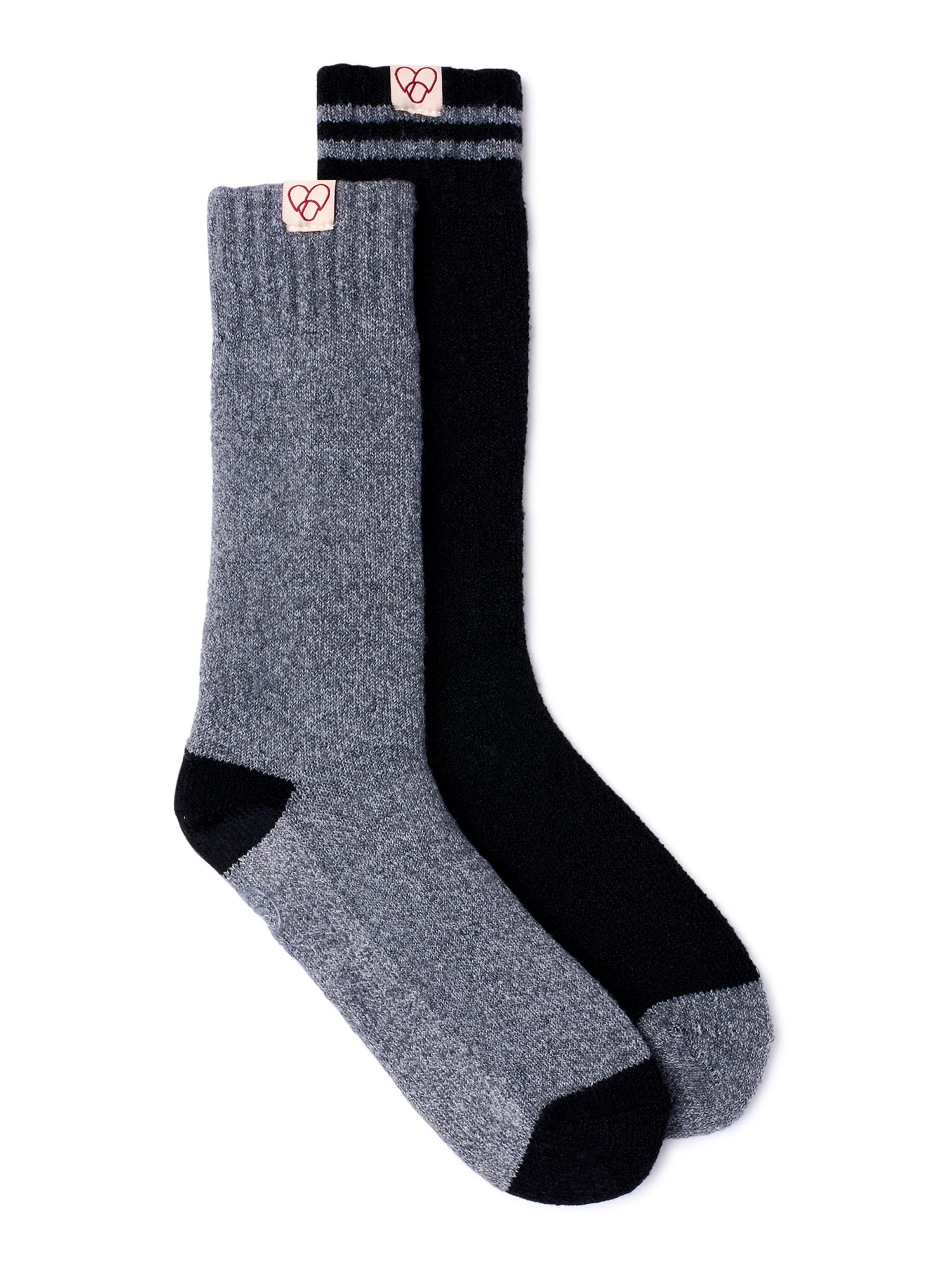 Dearfoams Men's French Terry Long Crew Socks, 2Pack