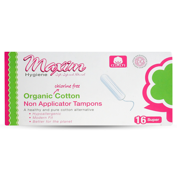 Maxim Hygiene Organic Non Applicator Tampons, Super, 16 count Walmart