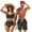 American Flag Deer Camo, variant on Hawaiian Palm Monstera Men's Quick Dry Beach Shorts,Women's Tummy Control Swimwear Crisscross Bikini Sets for Summer Beach Couple Matching Swimsuits for Wedding Date Party,Blue-M