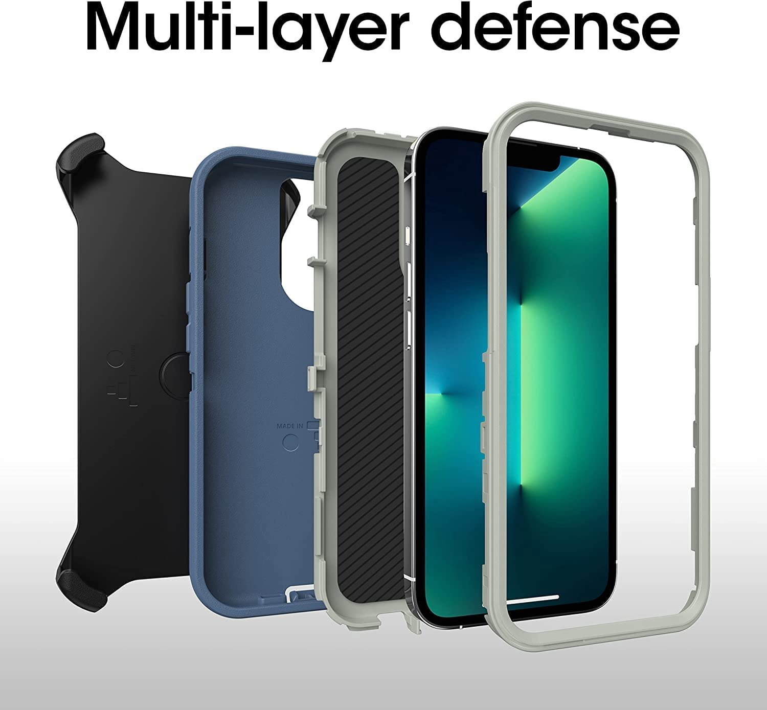 OtterBox Defender Series Screenless Edition Case for iPhone 13 Pro Only - Holster Clip Included - Non-Retail Packaging - Fort Blue