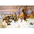 thumbnail image 2 of Russell, Charles Marion 14x11 Black Ornate Wood Framed with Double Matting Museum Art Print Titled - Indian Hunters Return, 2 of 4
