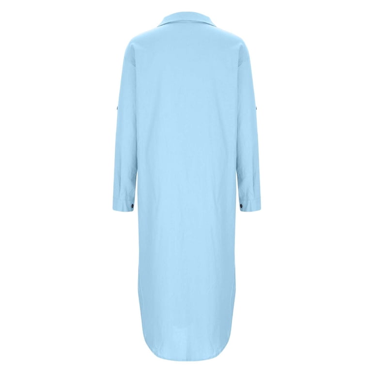 long cotton shift dress Women Cotton Dress Soft Casual Loose Robes Long Sleeves Shift Dress Boho Maxi Dresses Customized Dress Plus Size Clothing Linen Dress