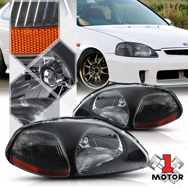 Black Housing Headlight Amber Corner Turn Signal Reflector For 96 98 Honda Civic 97 Walmart Com Walmart Com