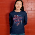 thumbnail image 4 of Country Girl USA Flag Women's Long Sleeve T-shirt Patriotic Southern Cowgirl Red White Blue American Pride Life Lovers Gift, 4 of 7