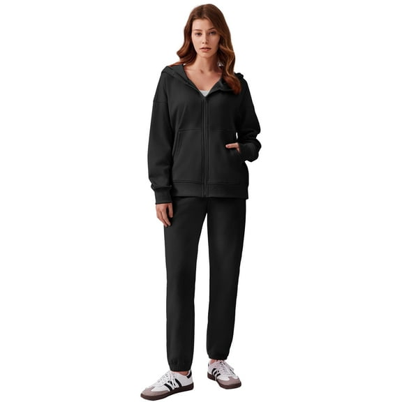 Pinspark 2 Piece Sets for Women Zip Up Hoodie Sweatshirts Drawstring Fleece Sweatpants Winter Matching Sets Fall