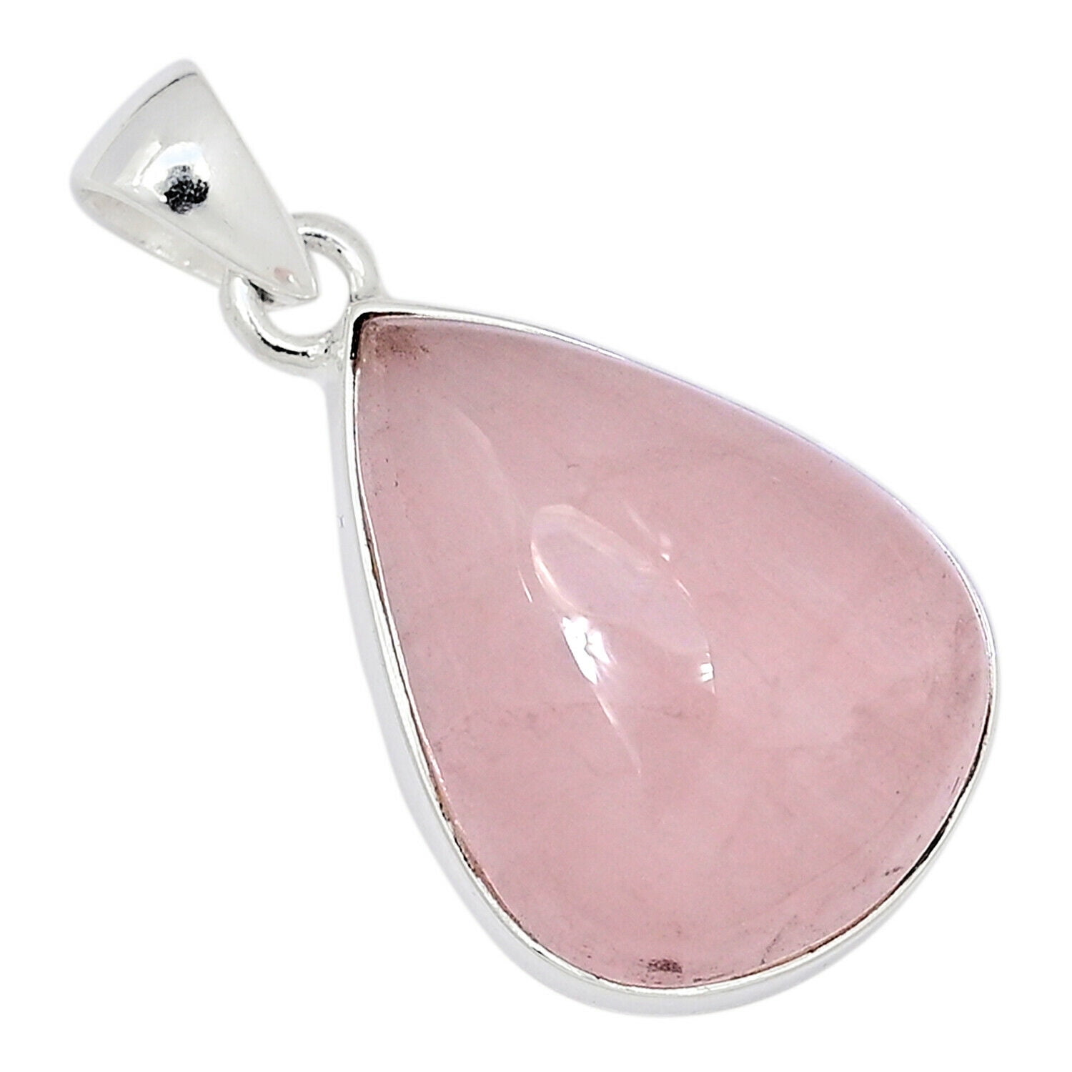 Rose quartz pendant with sterling silver setting