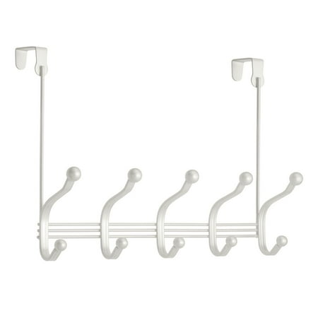 iDesign York Lyra Steel Wire Over-The-Door 10-Hook Storage Rack  Pearl White