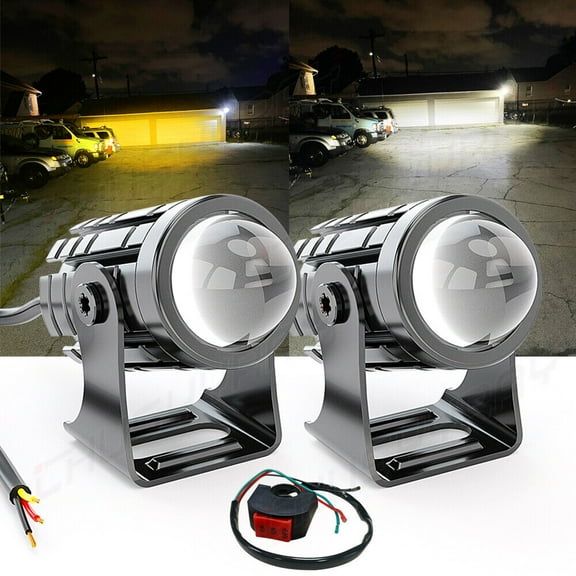 Pair LED Motorcycle Spot Lights Auxiliary Headlight Driving Fog Lamp Yellow White