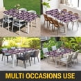 thumbnail image 5 of Purple Floral Table Cloths for 3 Foot Rectangle Tables, Abstract Watercolor Flower Leaf Plant Patio Waterproof Elastic Fitted Tablecloths, Washable Rectangular Table Cover for Camping, 5 of 8