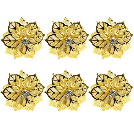 

Prosgs 6Pcs Napkin Ring Decorative Holder Buckle Craft Metal Plating Simply Style Holder for Restaurant