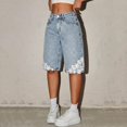 thumbnail image 4 of Liyamei Girls Lace Capri Denim Shorts with Elastic Waist Size 12-16,Light Blue, 4 of 6