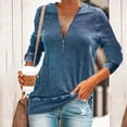 thumbnail image 2 of V Neck Zipper Tops for Women Women Fashion Casual Solid Long Sleeve zipper Tops Blouse Print Long Sleeves Tops Cute Long Sleeve Tops for Women Solid Casual Long Sleeves Hight Neck Shirts, 2 of 4