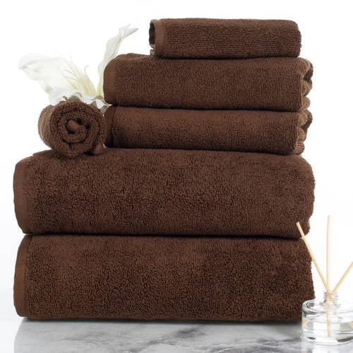 Brown Bathroom Towel Set  100% Egyptian Cotton 6pc Bath NEW Wash Cloth 