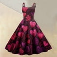 thumbnail image 2 of Women's Valentine's Day Dresses Love Heart Print Off Shoulder Vintage Sleeveless Dress Pink XL, 2 of 5