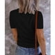 thumbnail image 2 of Camiseta versátil de moda de verano elástica acanalada con botones delanteros y cuello en V de manga corta, 2 of 4