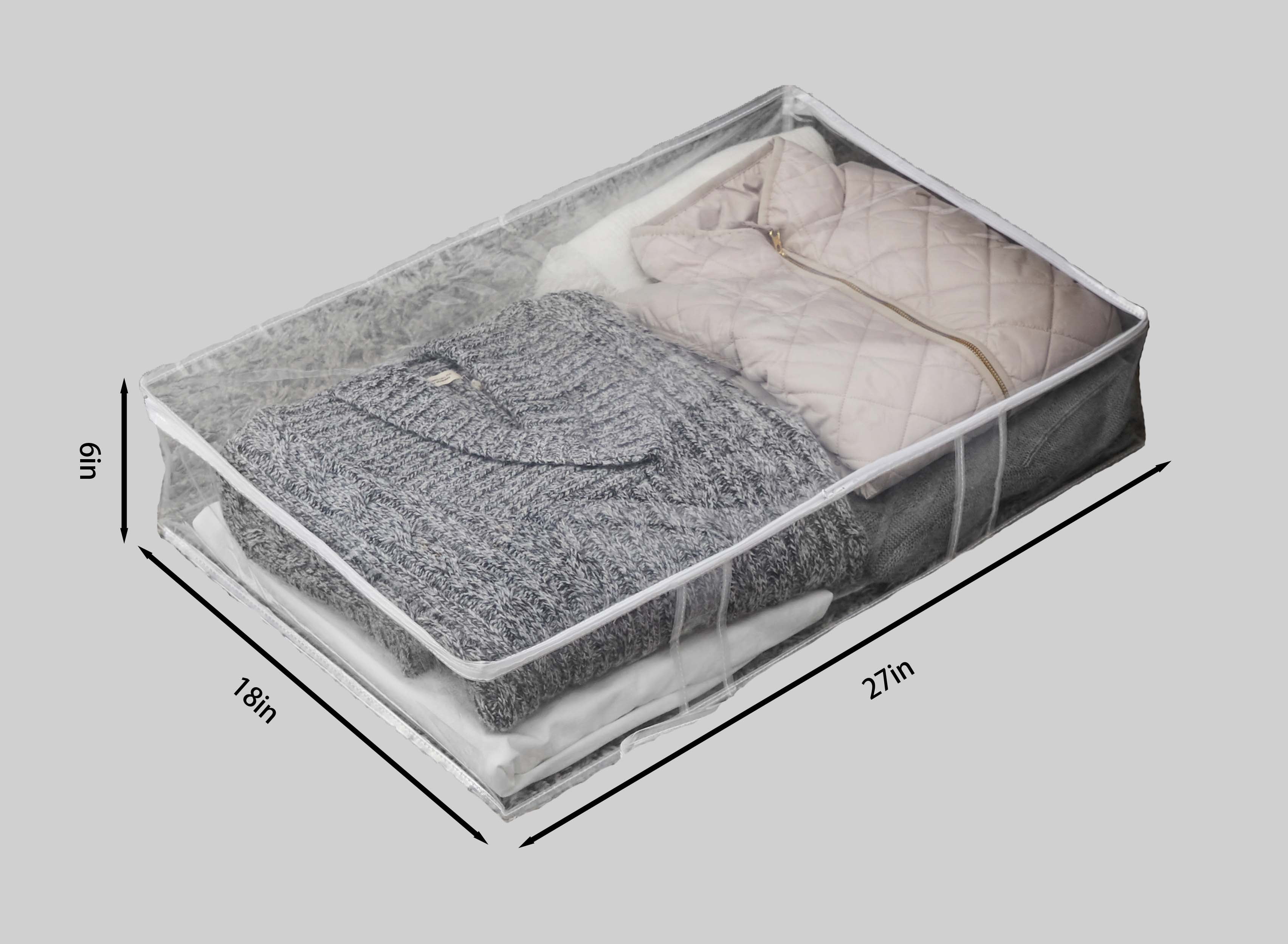Mainstays Clear Under-the-Bed Storage with Zipper for Clothes - 2 Pack
