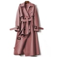 thumbnail image 3 of Mid-Length Trench Coat, British-Style Overcoat, Small-Size Long Jacket Pink1 Xxl , Trench Coat, 3 of 4