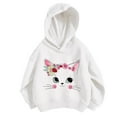 thumbnail image 2 of Mercatoo Kids Cute Cat Print Hoodies Trendy P??eppy ??2k Solid Hooded Sweatshirts Long Sleeve Casual Clothes with Pokets, 2 of 5