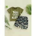 thumbnail image 4 of BemeyourBBs Toddler Baby Boys Birthday Outfits 2nd Birthday 2 Years Old Clothes Short Sleeve Letter Print T Shirt Tops and Camouflage Shorts Set Boys Summer Clothing, 4 of 9