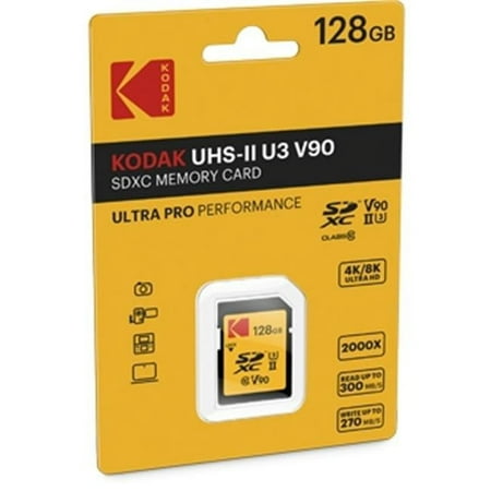 UPC: 3126170162533 | Kodak EKMSD128GUHS2V2K CL10 UHS-II U3 V90 128GB SD Card
