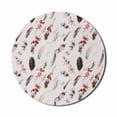 thumbnail image 1 of Bohemian Mouse Pad for Computers, Fashion Illustration Feathers with Floral Details and Ribbons Vintage Style, Round Non-Slip Thick Rubber Modern Gaming Mousepad, 8" Round, Multicolor, by Ambesonne, 1 of 2