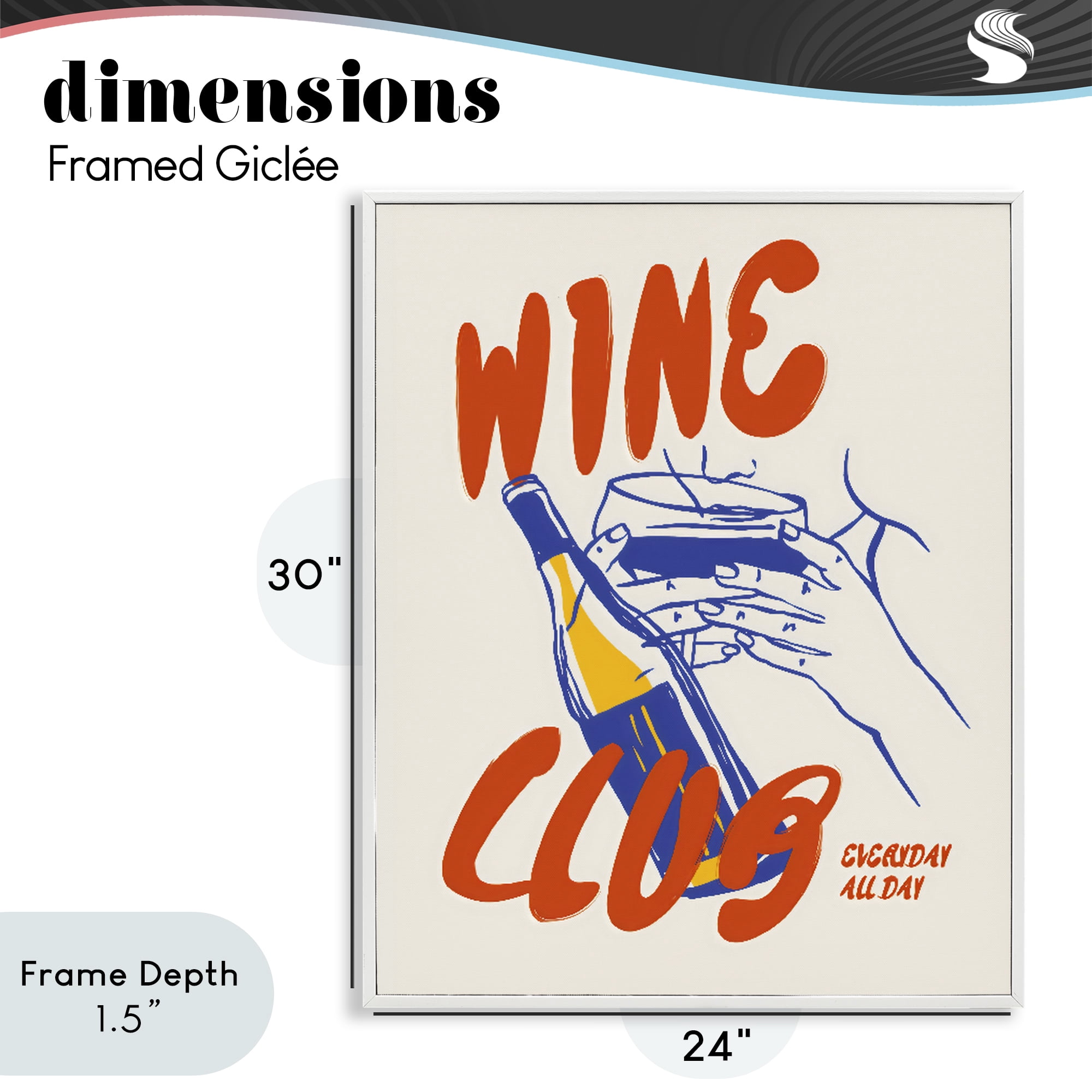 Stupell Industries Wine Club Every Day White Framed Giclee Art, design by The Prints Vibe