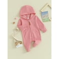 thumbnail image 4 of nvzhuang Baby Jumpsuit, Long Sleeve Hooded Zip-up Solid Fall Romper Clothes for Boys Girls, 4 of 8