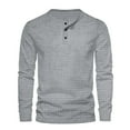 thumbnail image 1 of pstuiky Camisas para hombre de manga larga, Suéter deportivo informal de color liso con cuello redondo y botones para hombre, blusa de manga larga con cuello redondo m, 1 of 6