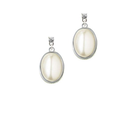 Silvertone Small Cream Imitation Pearl Clear Crystal Post Earrings Silvertone Small Cream Imitation Pearl Clear Crystal Post Earrings