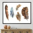 thumbnail image 2 of Designart 'Ethnic Boho Feathers In Earth Tones On White' Bohemian & Eclectic Framed Canvas Wall Art Print, 2 of 5
