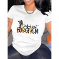 thumbnail image 1 of Motif de Pardon Anglais Coloré Imprimé Mode Femme Col Rond Manches Courtes, T-Shirt de Sport Simple et Décontracté, Haut d'Été Confortable pour Femmes pendant les Vacances, 1 of 8