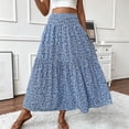 thumbnail image 4 of WDDDD Women's Flowy Maxi Skirt Boho A-Line High Waist Beach Vacation Blue M, 4 of 5
