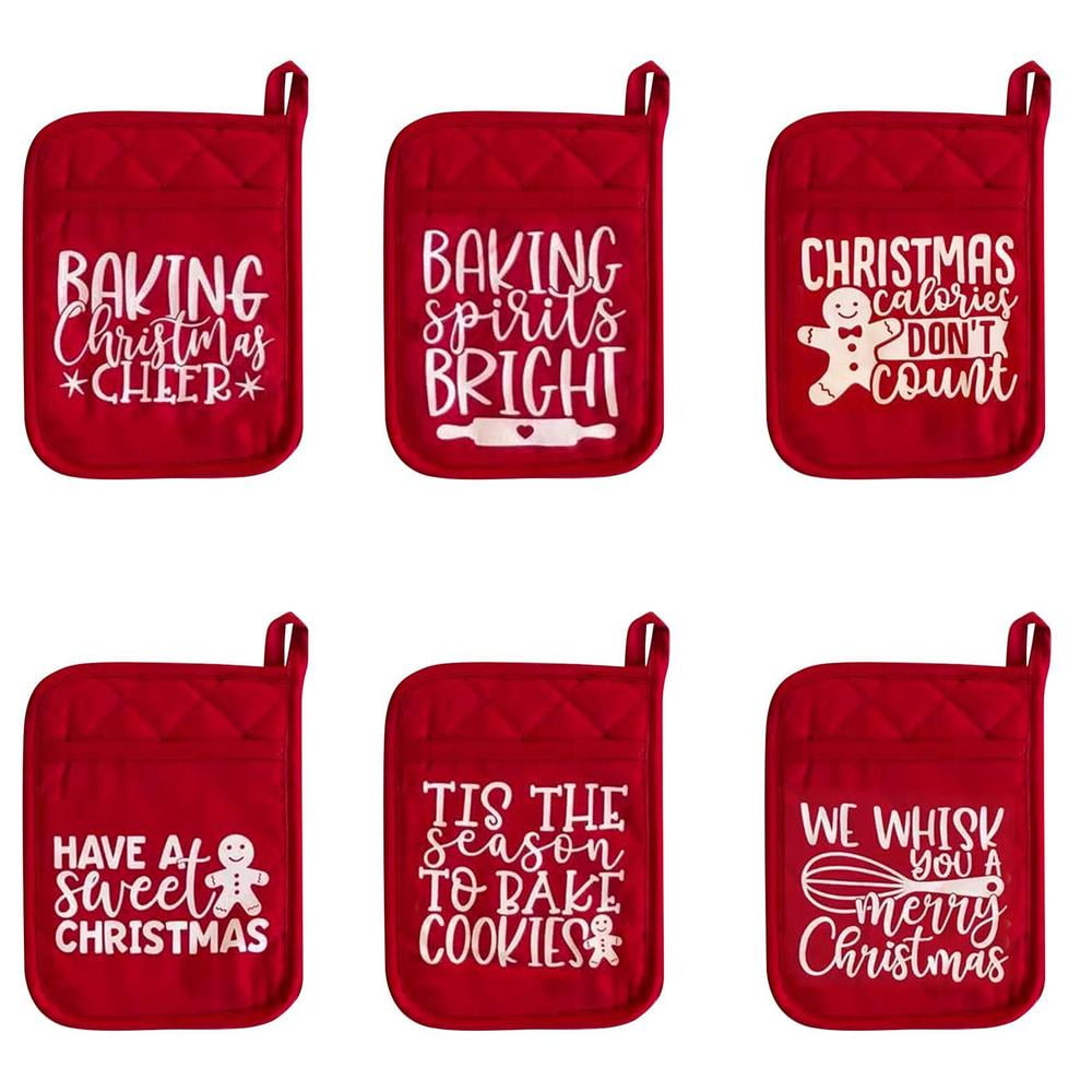 Storage Bags Christmas Pot Rack Baking Kit Christmas Pot Holder Baking Kit  Christmas Oven Mitts Ornament Printed Oven Gloves Kitchen Cooking Baking  Gift For Teacher Neighbor Coworker Family 