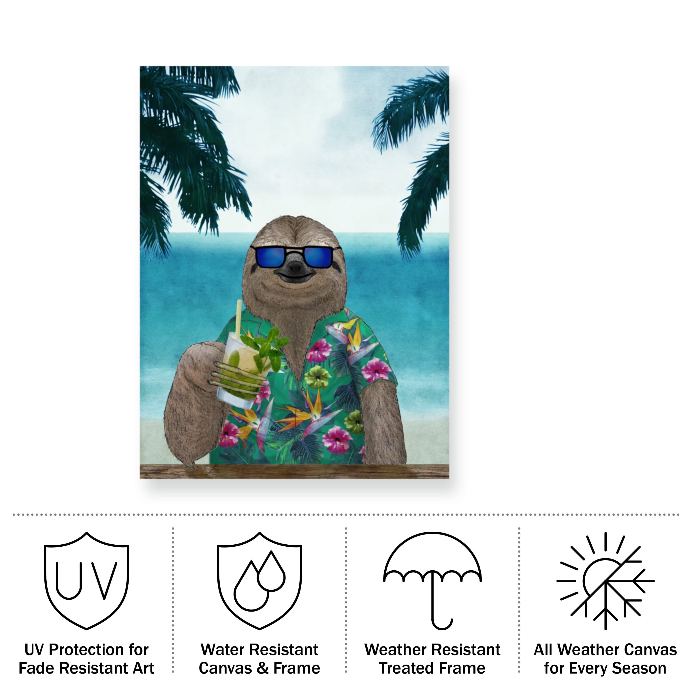Barruf 'Sloth on Summer Holidays' Outdoor Canvas