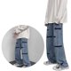 thumbnail image 4 of Pantalones De Mezclilla Con Bordado De Letras Pantalones Casuales De Pierna Recta Sueltos De Moda Para Citas De Fiesta Azul L, 4 of 8
